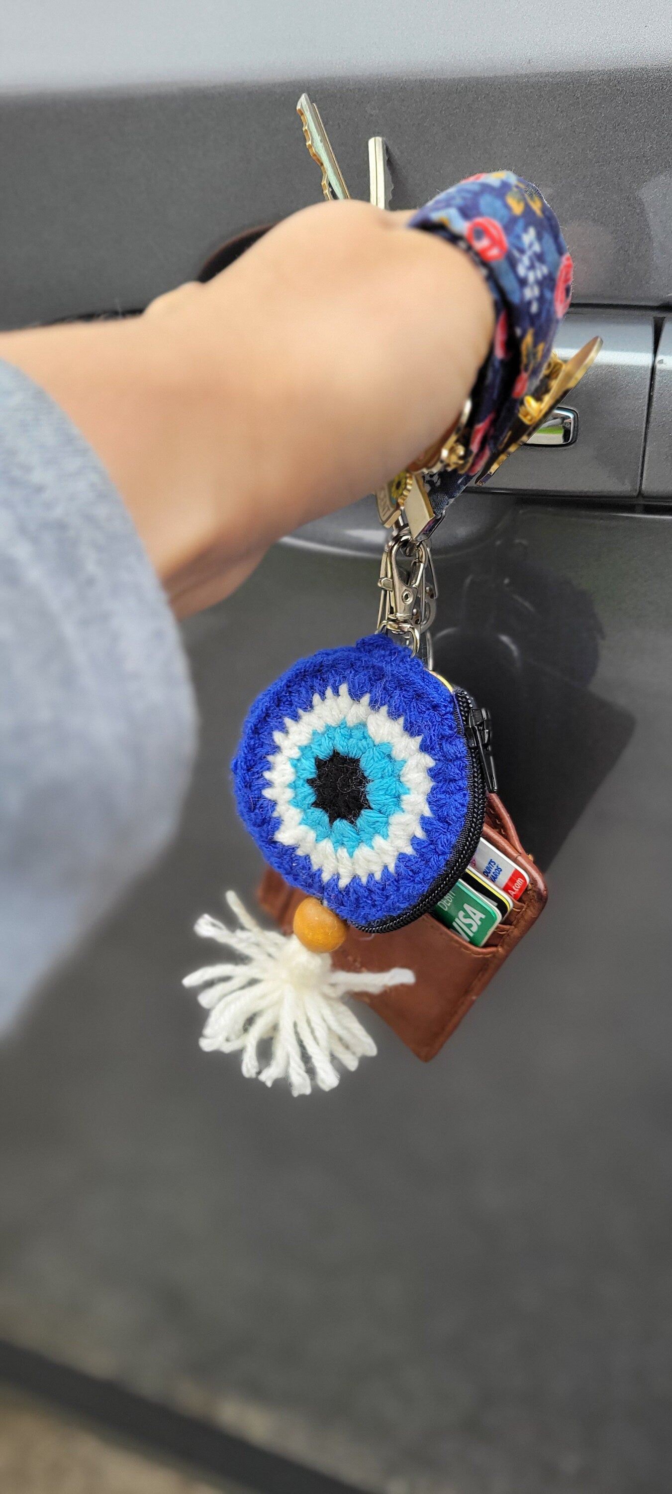 Evil Eye Crochet Charm Keychain Amigurumi Coin Purse